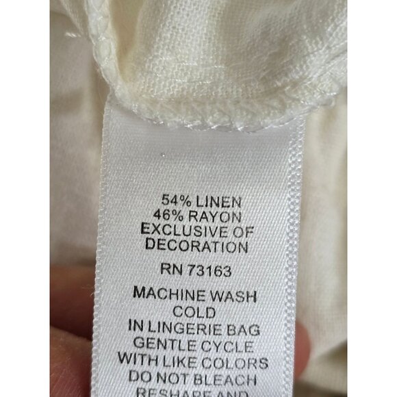 Melissa Paige White Linen Blend Drawstring Pants XL With Tassels Boho - Picture 3 of 5